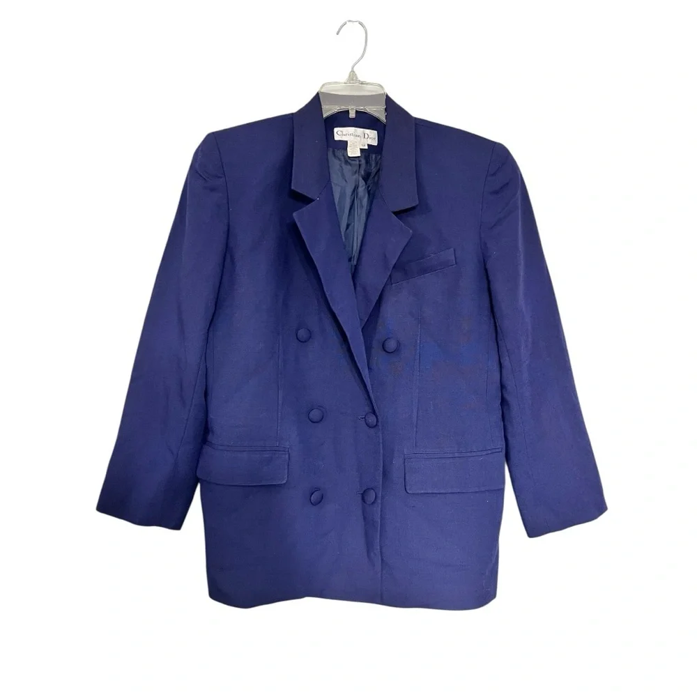 VINTAGE Dior Blue Double-Breasted Blazer sz 12
